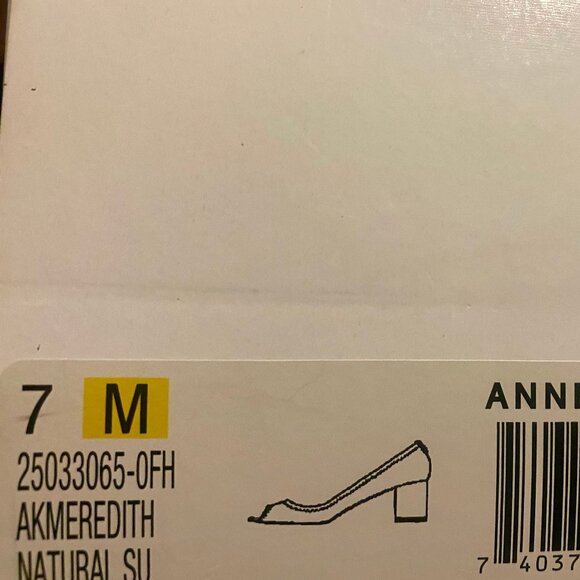 Anne Klein Block Heel Peep-Toe Pump Size 7 Natural - Picture 10 of 10